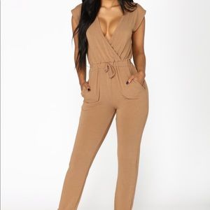 FASHION NOVA - Brown/Tan Jumpsuit - Size S